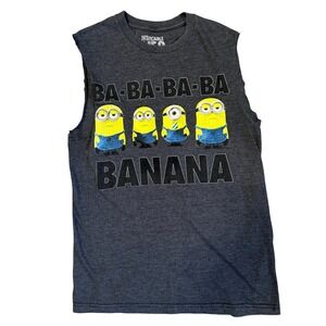 Despicable Me Minions "Ba-Ba-Ba Banana" Sleeveless Graphic Tee SM Cut Off Tank